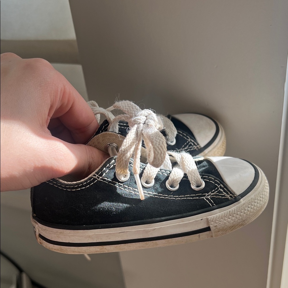 Converse Kids Black Canvas Low-Top Sneakers with White Laces